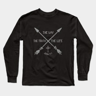 The Way, the Truth and the Life from John 14:6, Boho style with white text Long Sleeve T-Shirt